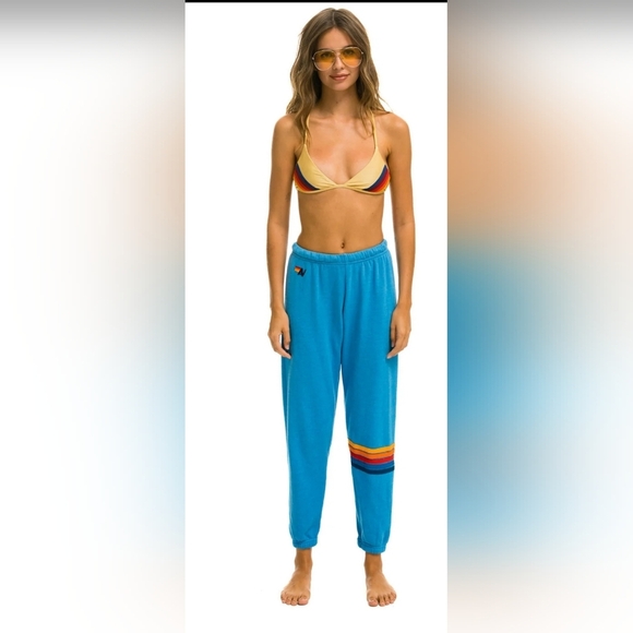 Aviator Nation Blue Joggers with Rainbow Detail - Picture 1 of 3